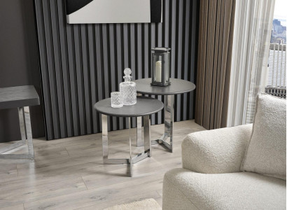 Group Side table Table Coffee table Living room stainless steel Silver Set